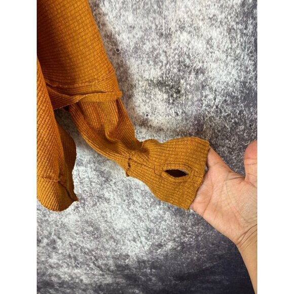 We the Free People Top Women M Yellow Oversized Crop Lagenlook Poncho Hippie - Picture 15 of 15